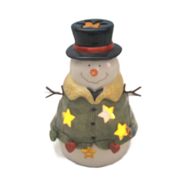 Kohls Snowman Novelty Ceramic Tealight Holder - Picture 1 of 4